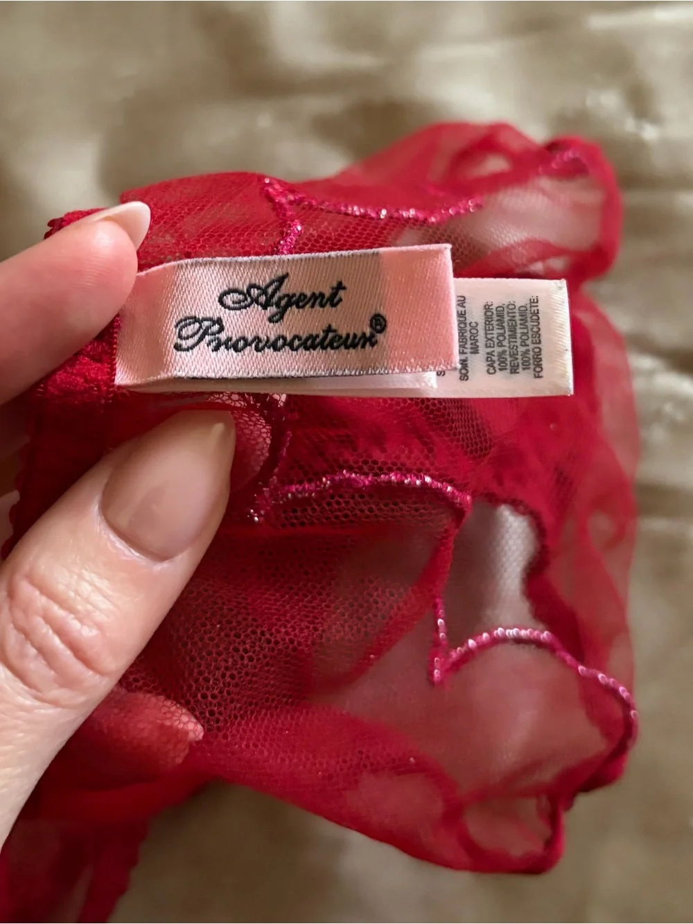 Agent Provocateur Red Sparkle Pink lurex brief size 2